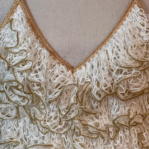 My Beachy Side Cream Hand Crochet Ruffled Mini Dress Sz-S/M - Picture 4 of 10